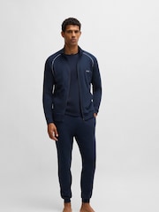 Синий - BOSS Stretch Cotton Long Sleeve T-Shirt - Image 4 of 5