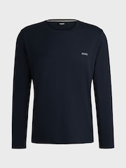 Синий - BOSS Stretch Cotton Long Sleeve T-Shirt - Image 5 of 5