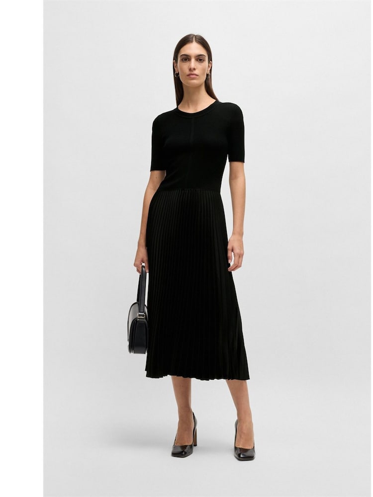 BOSS Black Knitted Plisse Pleated Dress - Image 1 of 6