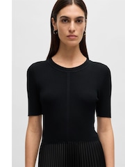 BOSS Black Knitted Plisse Pleated Dress - Image 4 of 6