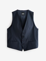 BOSS Blue White Slim-Fit Wool Waistcoat - Image 1 of 1