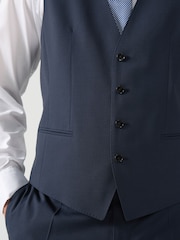 BOSS Blue White Slim Fit Wool Waistcoat - Image 3 of 5