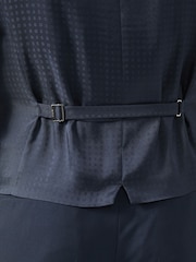 BOSS Blue White Slim Fit Wool Waistcoat - Image 4 of 5