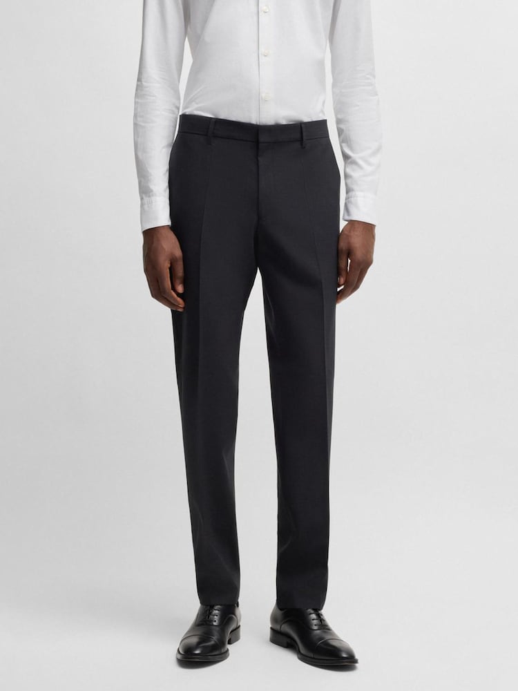 Gris - BOSS Regular Fit Wool Trousers - Imagen 1 de 5