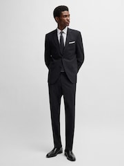 Gris - BOSS Regular Fit Wool Trousers - Imagen 3 de 5
