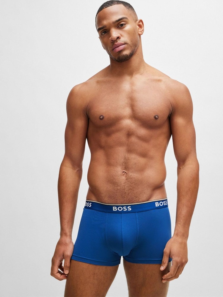 BOSS Black/Blue/Red Power Stretch Cotton 3 Pack Boxers - Image 3 of 7