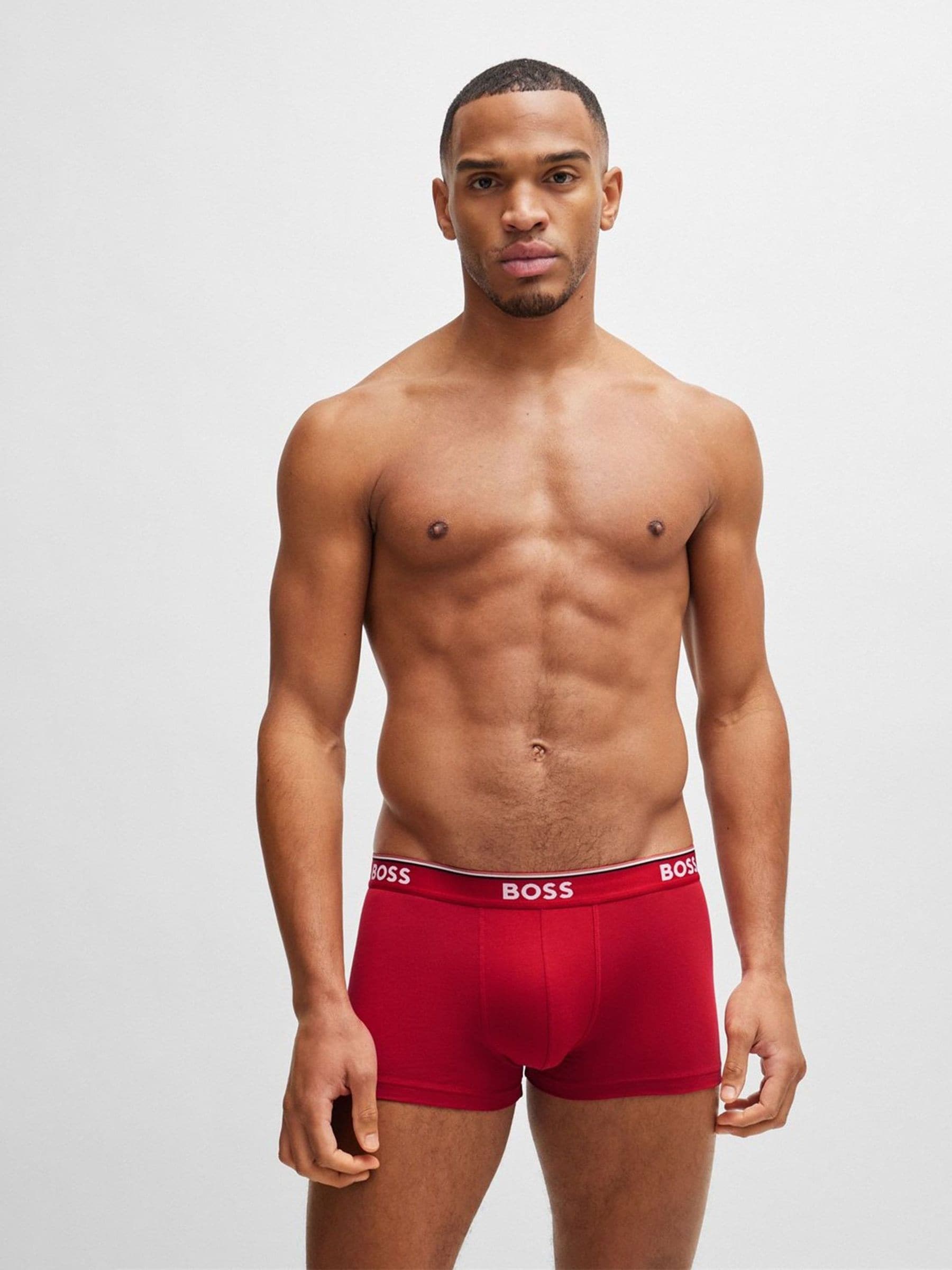 Buy BOSS Black/Blue/Red Power Stretch Cotton 3 Pack Boxers from