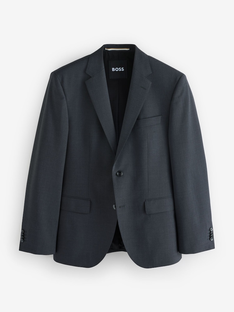 BOSS Grey Regular Fit Cotton Suit Jacket - Image 7 of 7 BOSS Grey Regular Fit Cotton Suit Jacket - Image 7 of 7