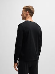 Черный - BOSS Stretch Cotton Long Sleeve T-Shirt - Image 2 of 5