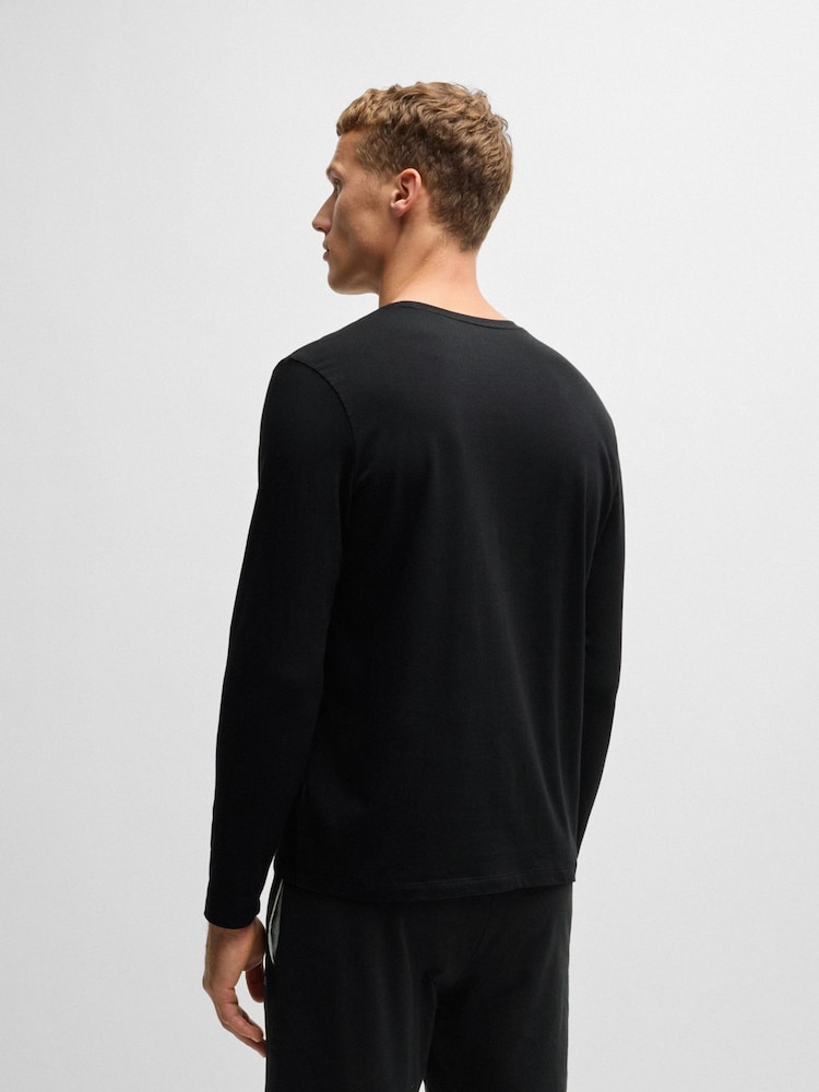 Черный - BOSS Stretch Cotton Long Sleeve T-Shirt - Image 2 of 5
