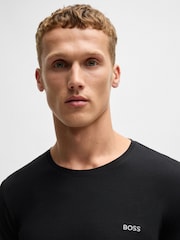 Черный - BOSS Stretch Cotton Long Sleeve T-Shirt - Image 3 of 5