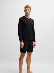 Черный - BOSS Stretch Cotton Long Sleeve T-Shirt - Image 4 of 5