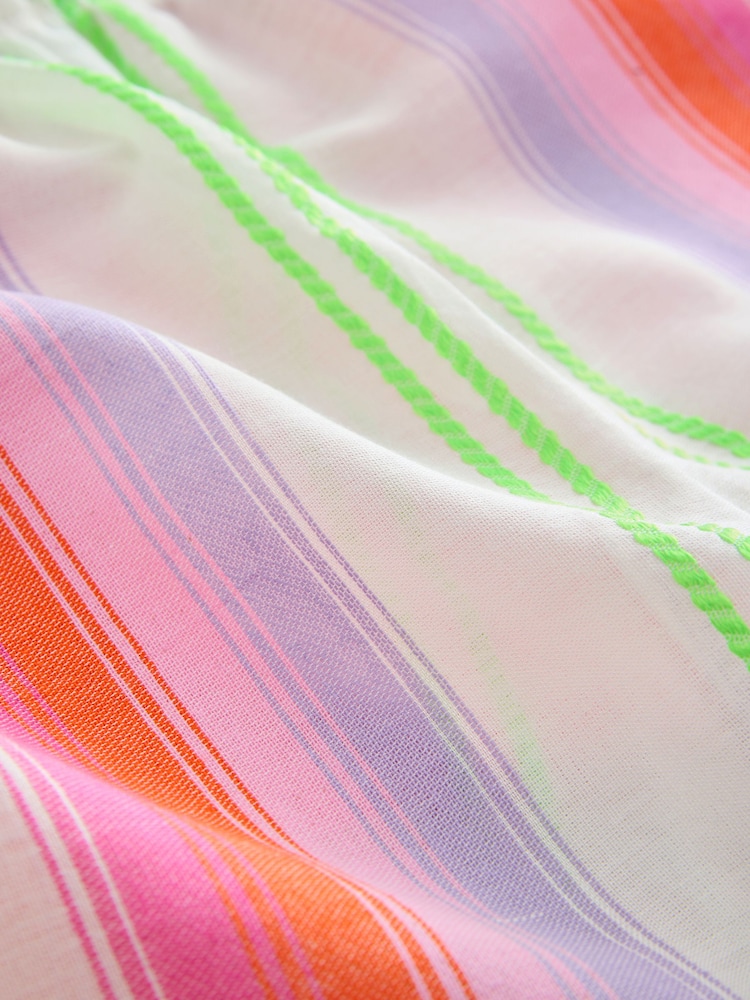 Fluro Pink Stripe Rib Vest Woven Short Set Pyjamas - Image 8 of 8 Fluro Pink Stripe Rib Vest Woven Short Set Pyjamas - Image 8 of 8