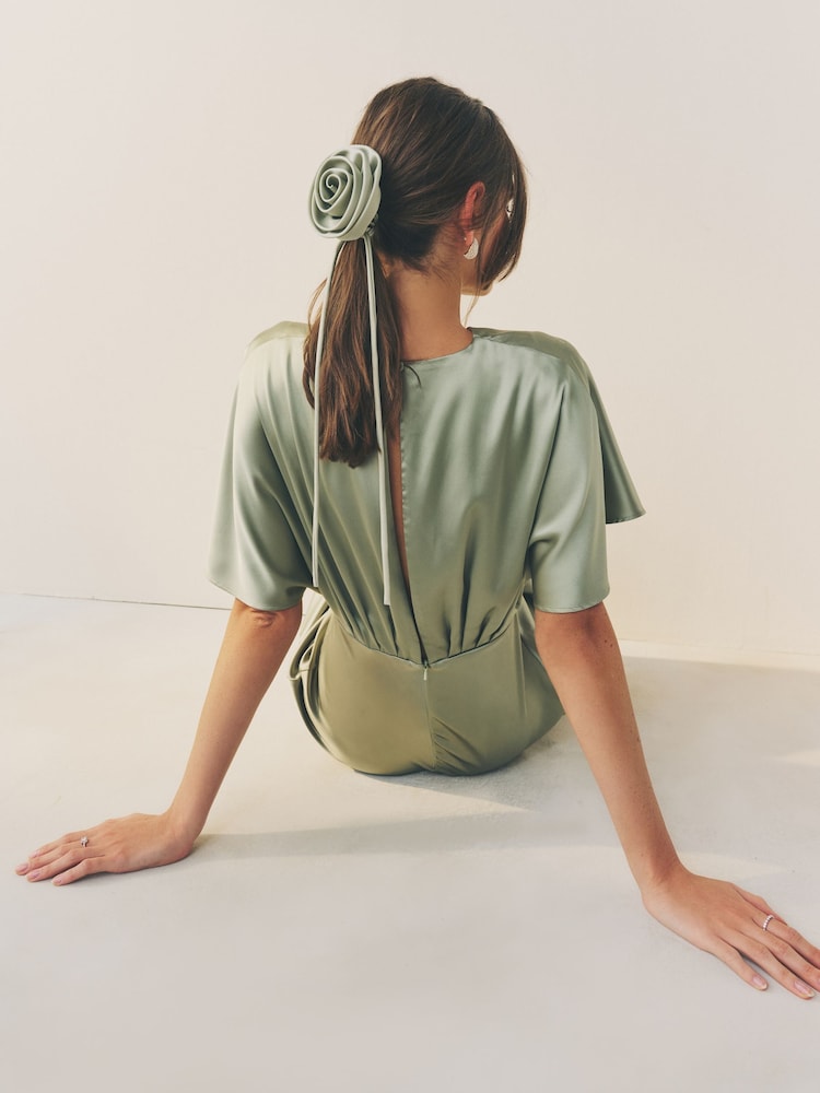 Green Corsage Hair Tie - Image 2 of 7 Green Corsage Hair Tie - Image 2 of 7