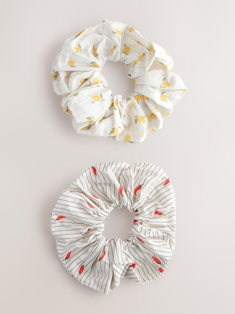 Chilli Print Hair Scrunchies 2 Pack - Image 1 of 4