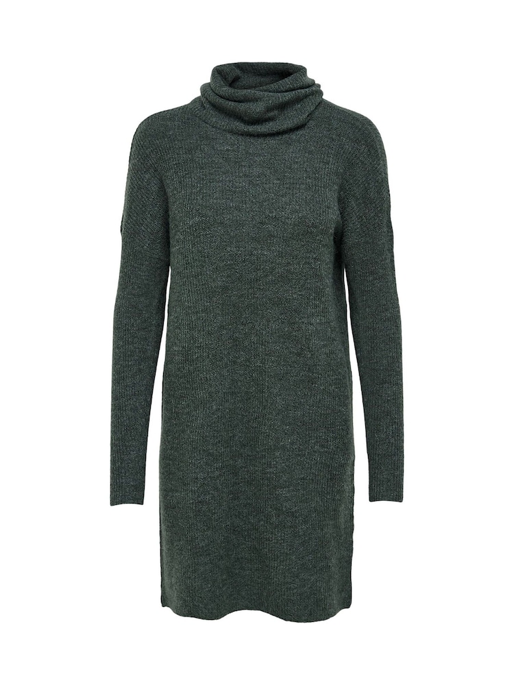 ONLY Green Roll Neck Knitted Jumper Dress - Image 6 of 7