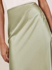 Lipsy Khaki Green Midi Satin Skirt - Image 4 of 5