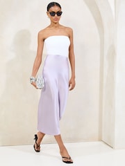 Lipsy Lilac Midi Satin Skirt - Image 1 of 1