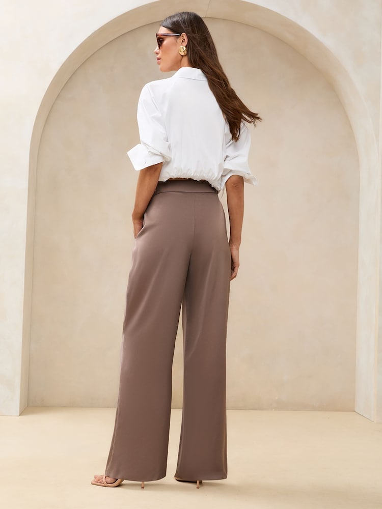 Lipsy Neutral Satin Wide Leg Trousers - Image 5 of 5
