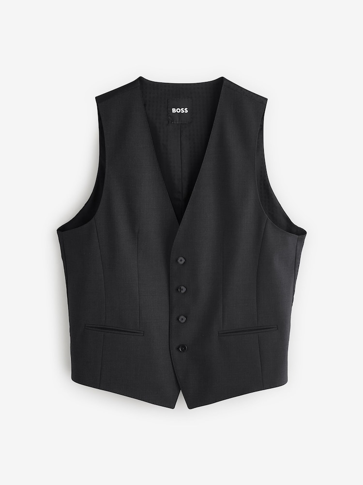 BOSS Black Chrome Slim-Fit Wool Waistcoat - Image 4 of 4