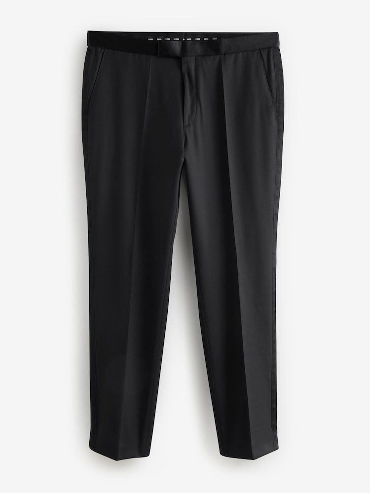 Zwart - BOSS Regular Fit Wool Trousers - Image 4 of 4