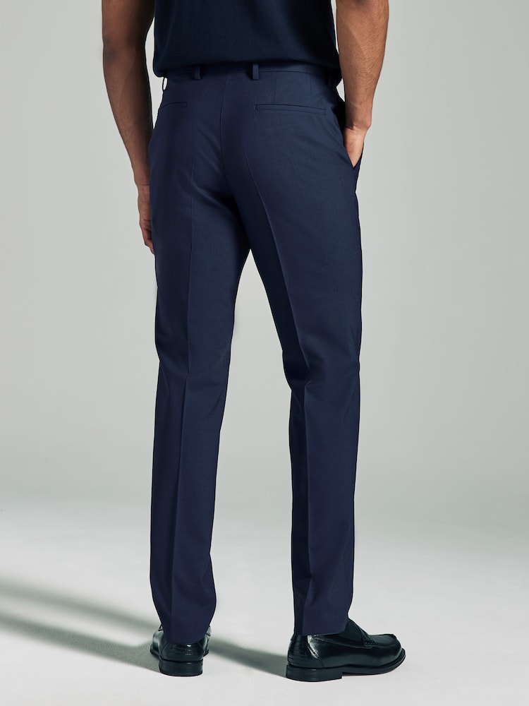 BOSS Blue Navy Regular Fit Wool Trousers - Image 2 of 4
