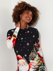 Joe Browns Black Festive Novelty Jolly Santa Roll Neck Christmas Tunic - Image 4 of 5