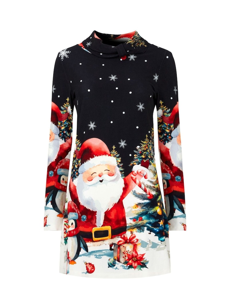 Joe Browns Black Festive Novelty Jolly Santa Roll Neck Christmas Tunic - Image 5 of 5