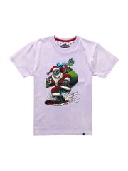 Joe Browns Purple Festive Novelty Christmas Snowboarding Santa Short Sleeve Graphic 100% Cotton T-Shirt - Image 5 of 5