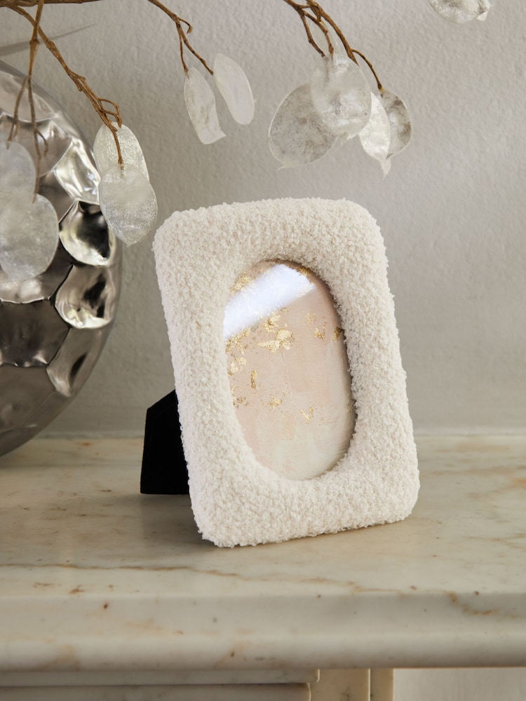 Neutral Boucle Fabric Photo Frame - Image 1 of 5