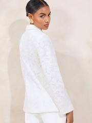 Lipsy White Lace Relaxed Blazer - Image 4 of 5