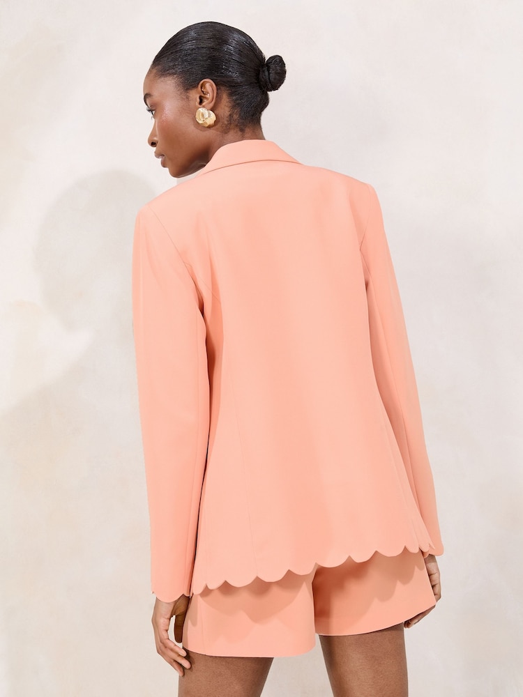 Lipsy Peach Pink Scallop Detail Blazer - Image 4 of 4