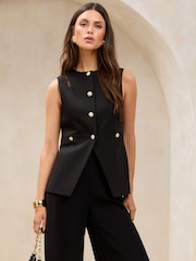 Lipsy Black Tailored Longline Waistcoat - Image 1 of 4