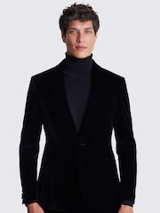 MOSS Black Slim Fit Velvet Suit Jacket - Image 1 of 5