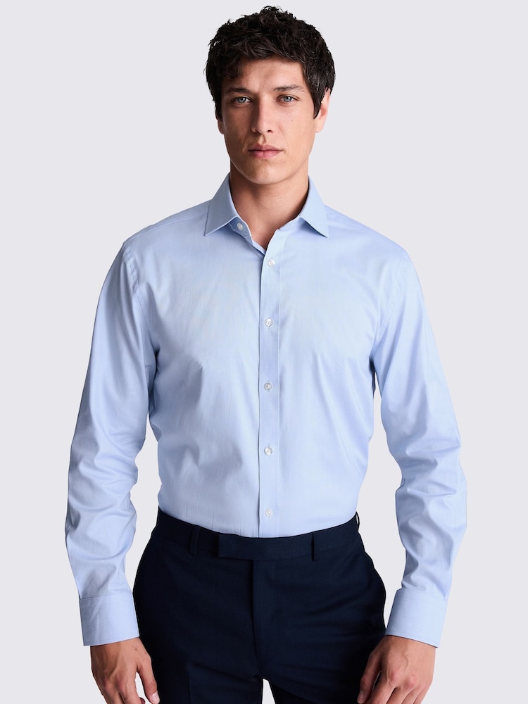 MOSS Blue Regular Fit Dobby Stretch Shirt - Image 1 of 5