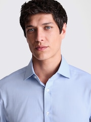 MOSS Blue Regular Fit Dobby Stretch Shirt - Image 2 of 5