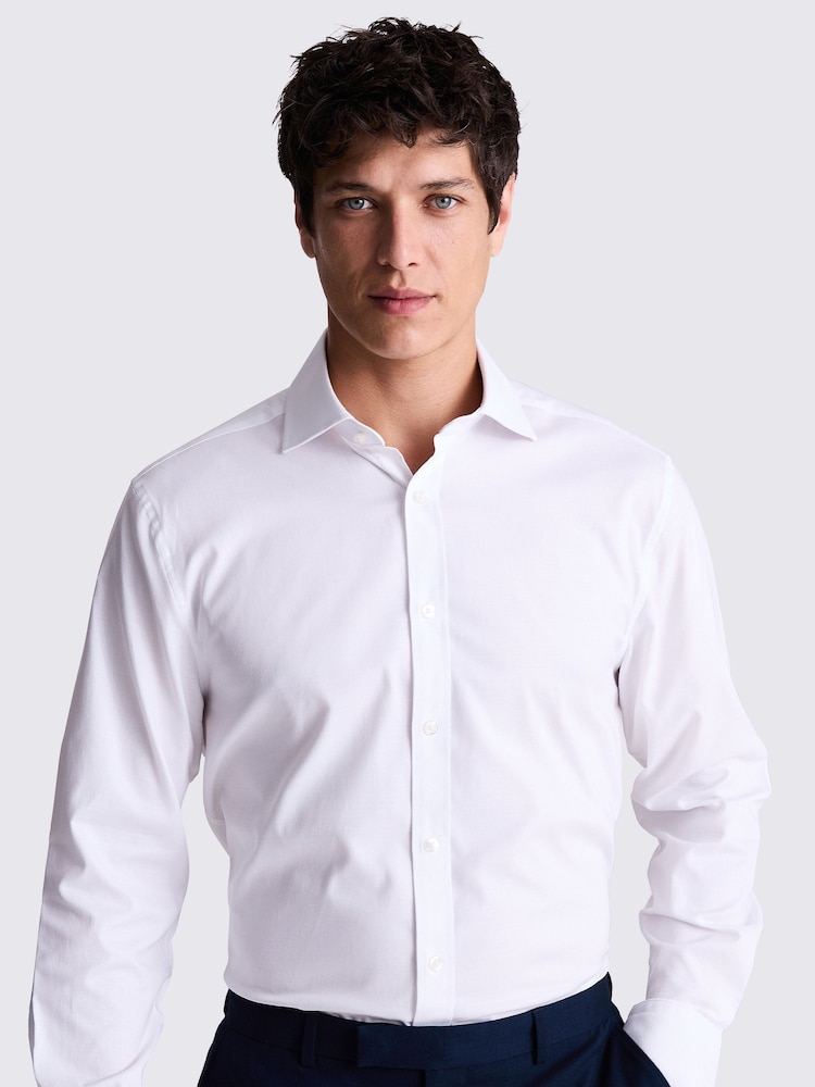 MOSS White Regular Fit Dobby Stretch Shirt - Image 1 of 5
