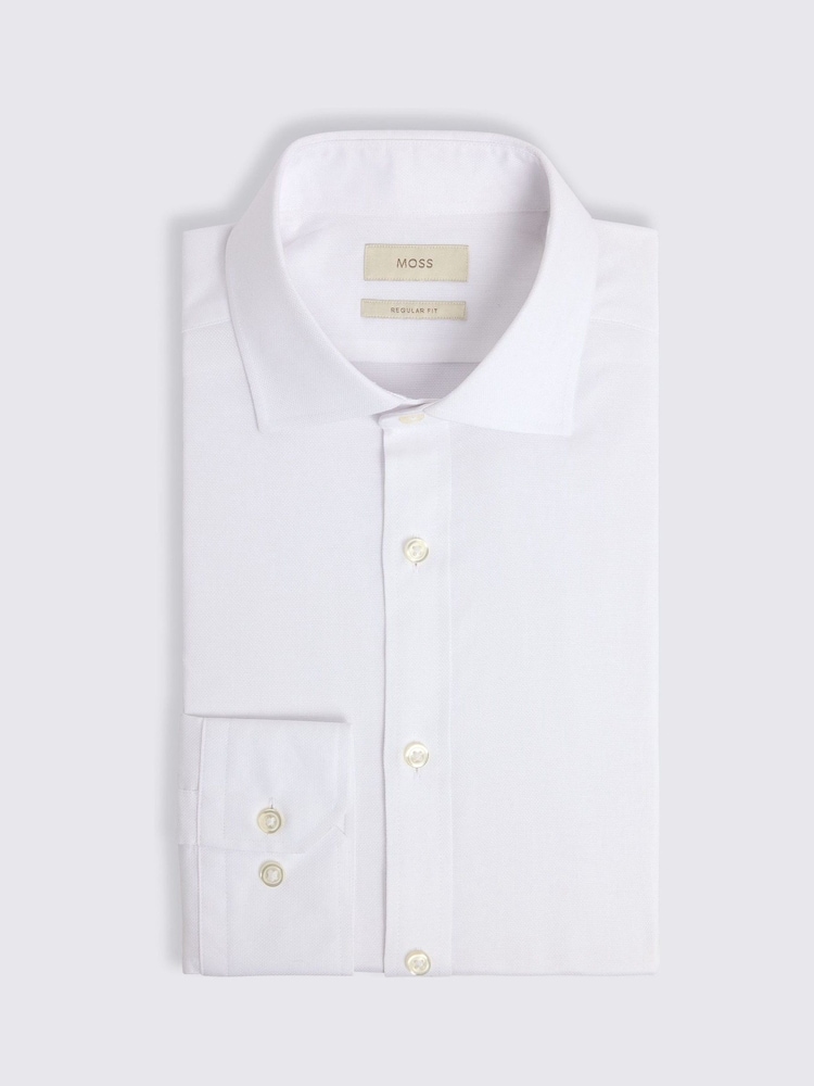 MOSS White Regular Fit Dobby Stretch Shirt - Image 4 of 5