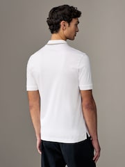 BOSS White Penrose Slim Fit Striped Collar Polo Shirt - Image 2 of 5