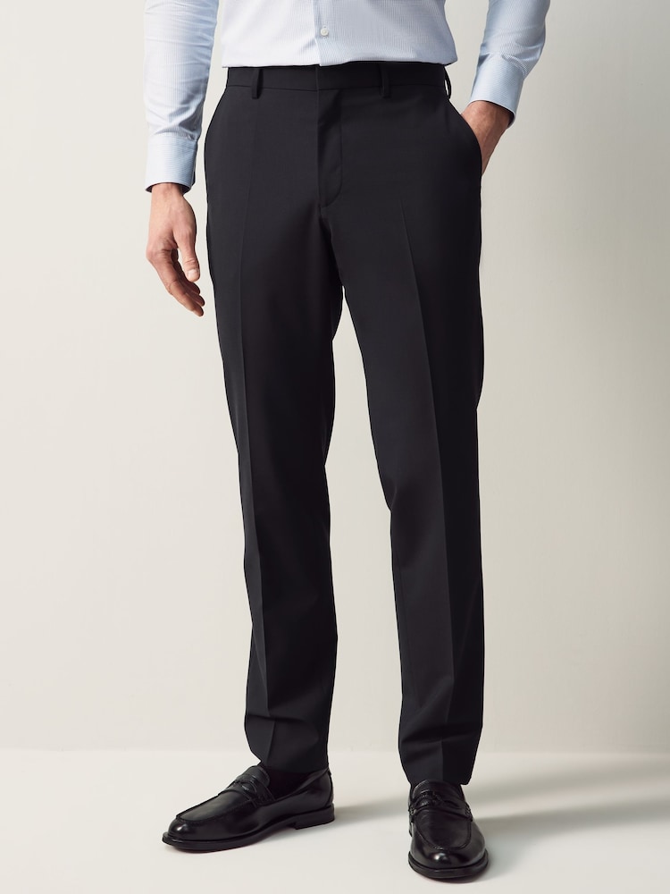Zwart - BOSS Regular Fit Wool Trousers - Image 1 of 4