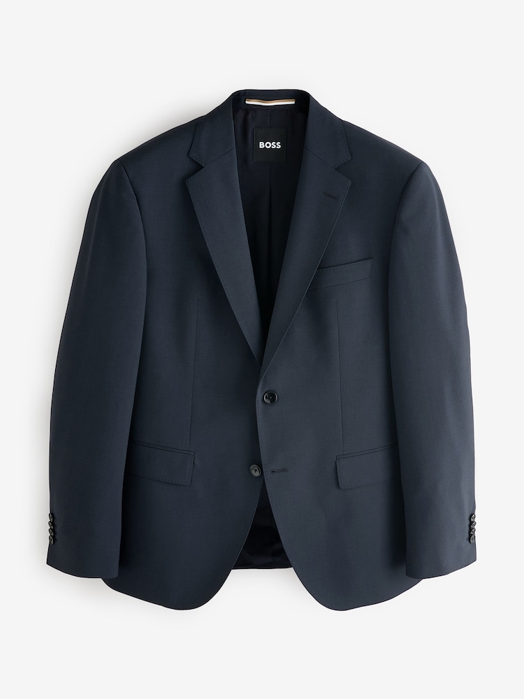 Gris azul - BOSS Regular Fit Cotton Suit Jacket - Imagen 4 de 4