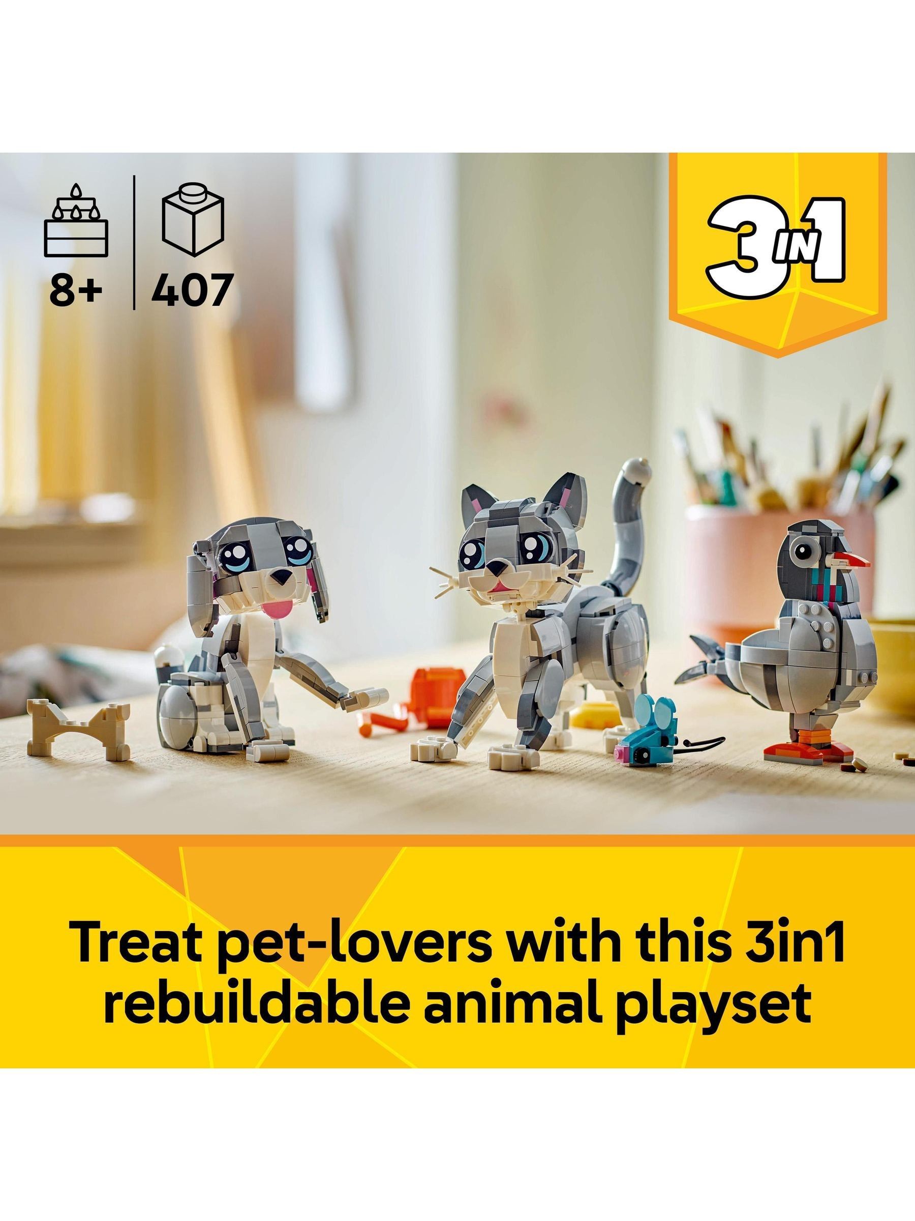 Cumpără Set LEGO Creator 3în1 Pisică Jucărie Amuzantă Animal 31163