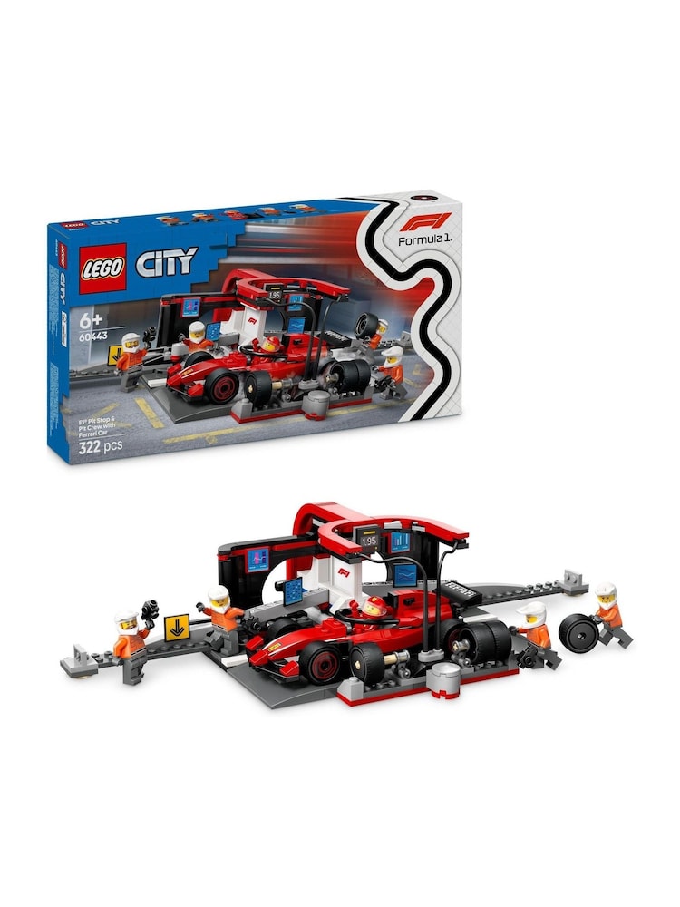 Lego City F1 Pit Stop And Pit Crew with Ferrari Car 60443 - Image 1 of 8