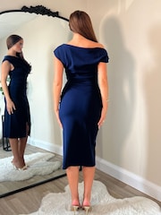 Girl In Mind Blue Ariana Asymmetric Midi Dress - Image 2 of 4