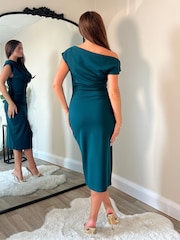 Girl In Mind Green Ariana Asymmetric Midi Dress - Image 2 of 4