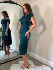 Girl In Mind Green Ariana Asymmetric Midi Dress - Image 4 of 4