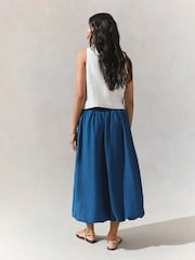 Mid Blue Puffball Midi Denim Skirt - Image 2 of 8