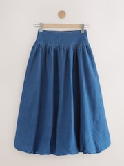 Mid Blue Puffball Midi Denim Skirt - Image 6 of 8