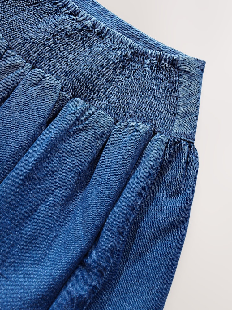 Mid Blue Puffball Midi Denim Skirt - Image 8 of 8