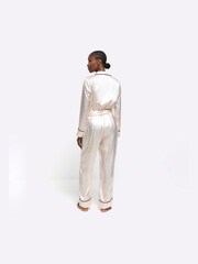 River Island Pink Satin Pyjamas Jumpsuit - Image 2 of 4